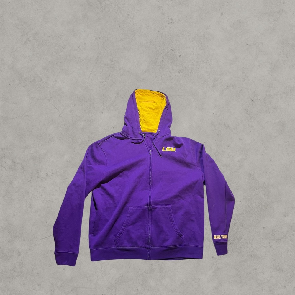 LSU Tigers Purple Full Zip Hoodie XXL Geaux Tigers Mens Sweatshirt